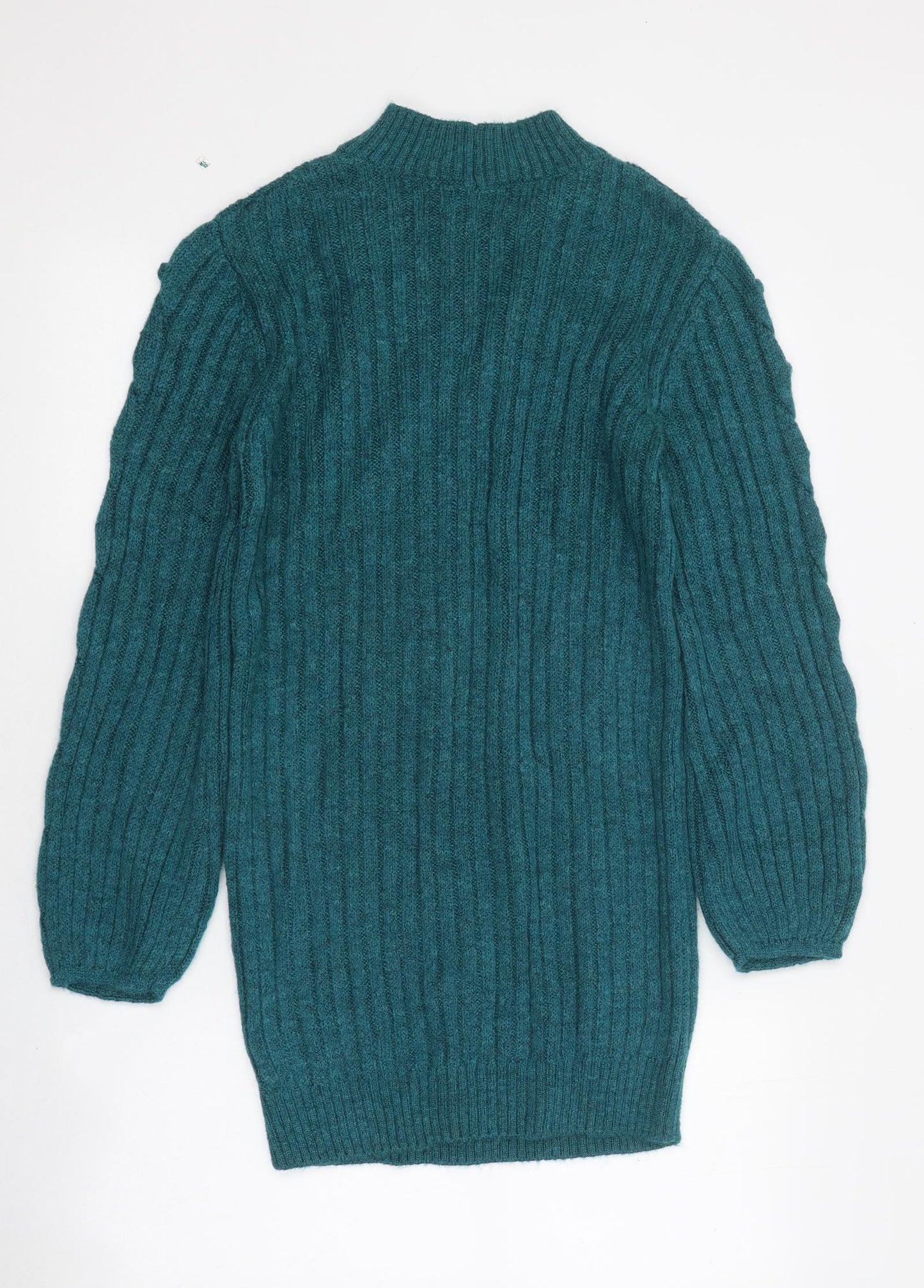 Tu Womens Green Polyester Jumper Dress Size 8 High Neck Pullover