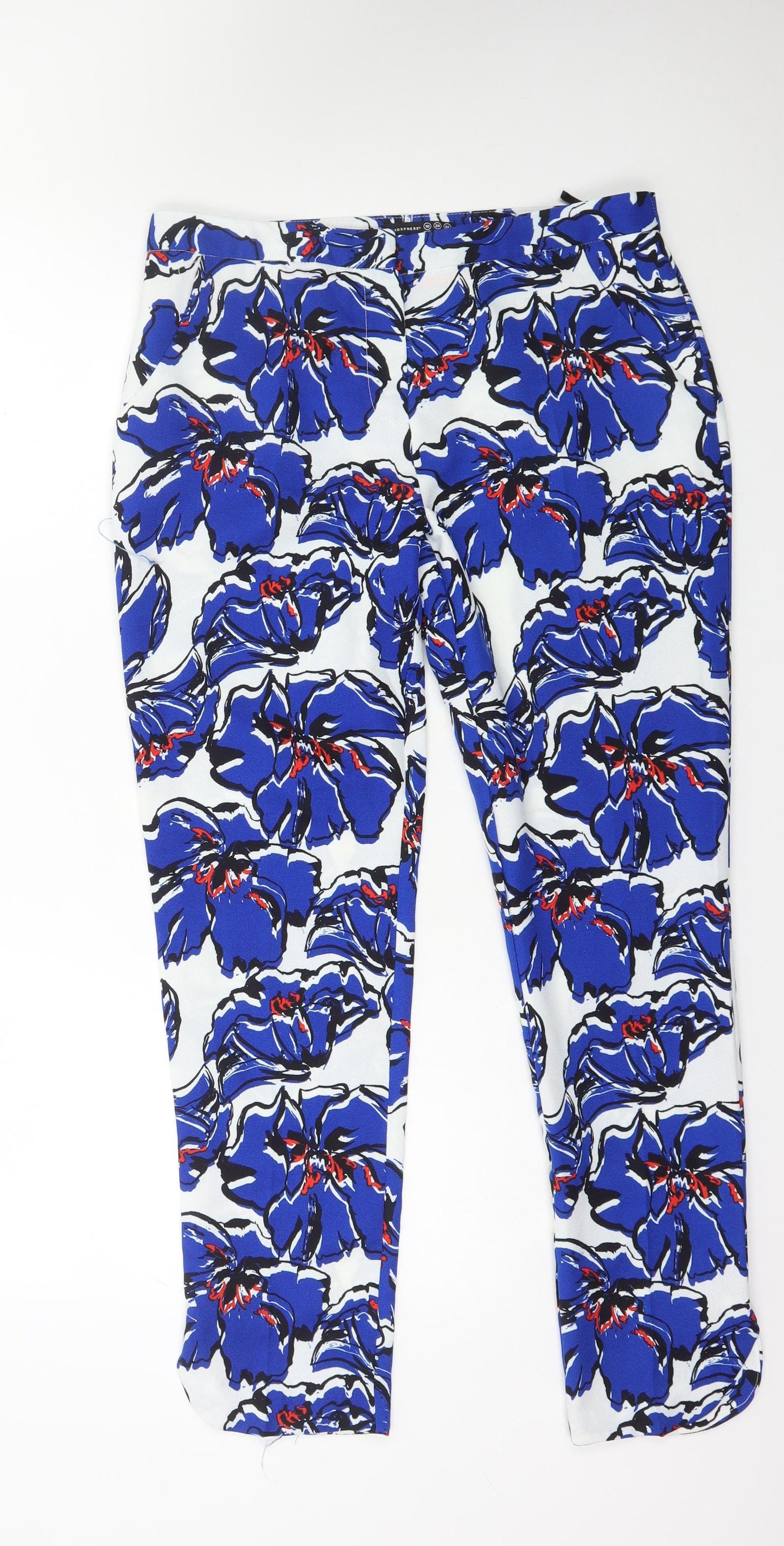 Primark Womens Multicoloured Floral Polyester Trousers Size 10 L28 in Regular Zip