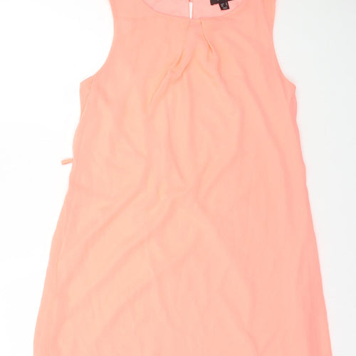 Primark Womens Pink Polyester A-Line Size 12 Round Neck Button