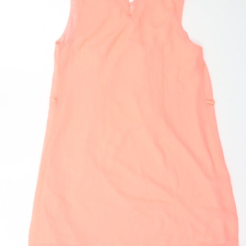 Primark Womens Pink Polyester A-Line Size 12 Round Neck Button