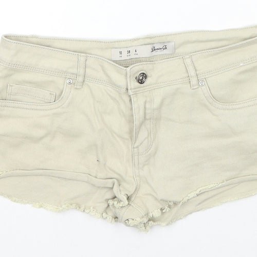 Denim & Co. Womens Beige Cotton Hot Pants Shorts Size 6 Regular Zip