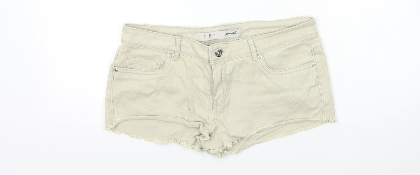 Denim & Co. Womens Beige Cotton Hot Pants Shorts Size 6 Regular Zip