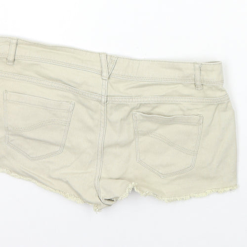 Denim & Co. Womens Beige Cotton Hot Pants Shorts Size 6 Regular Zip