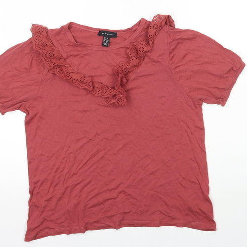 New Look Womens Pink Modal Basic T-Shirt Size 12 Round Neck