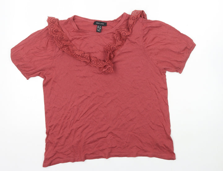 New Look Womens Pink Modal Basic T-Shirt Size 12 Round Neck