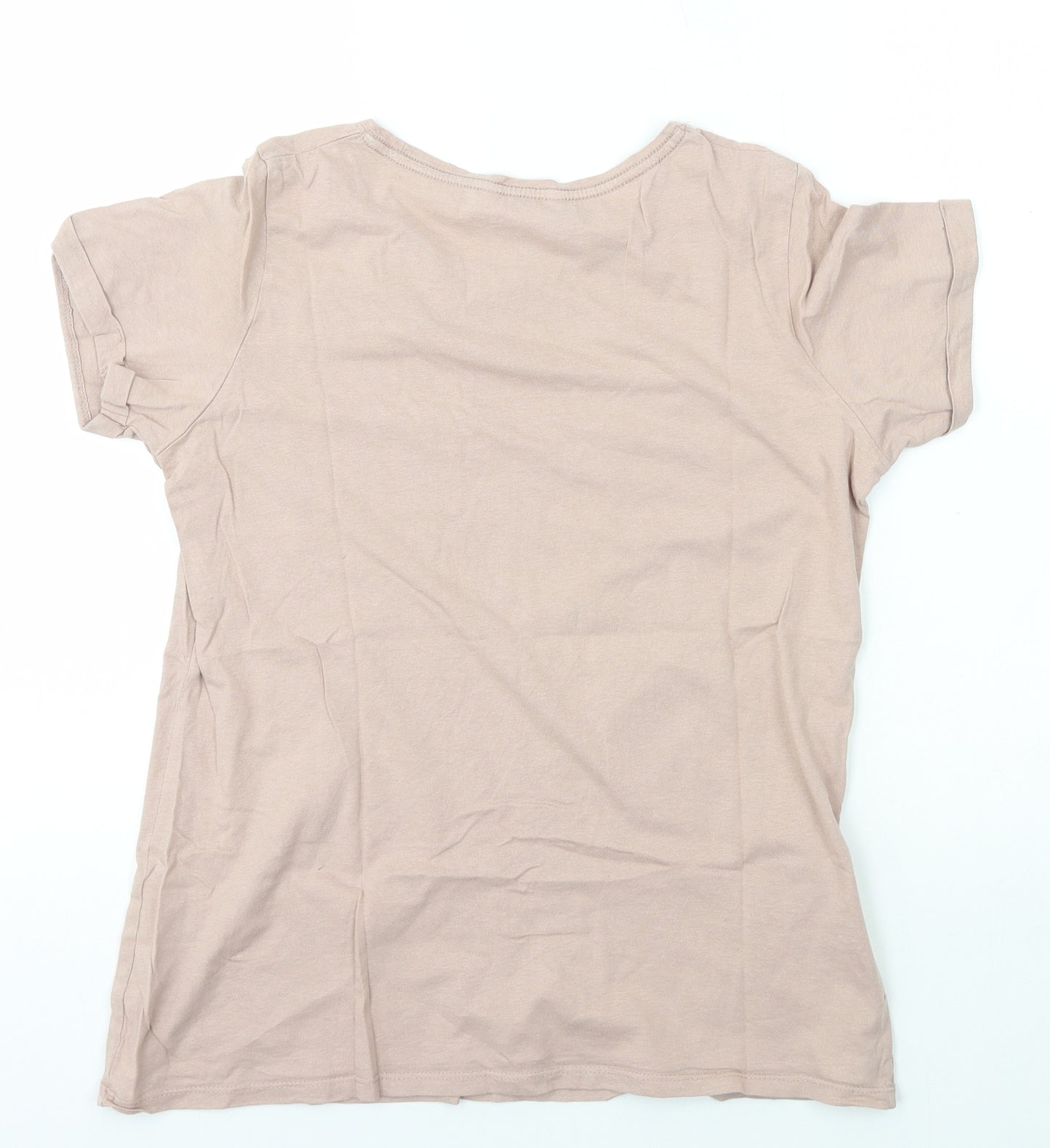 PEP&CO Womens Pink Geometric Cotton Basic T-Shirt Size 10 Round Neck - Paris Le Marais