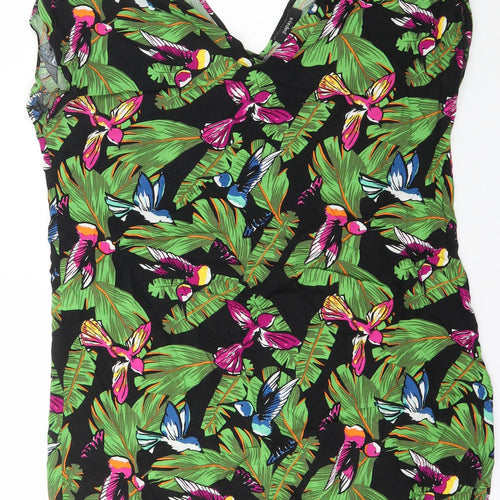 Papaya Womens Multicoloured Geometric Viscose A-Line Size 14 V-Neck Tie