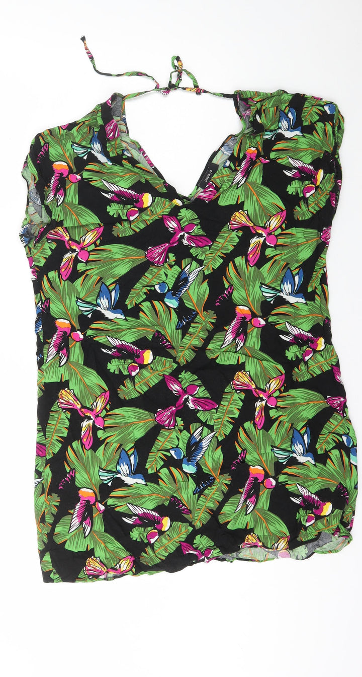 Papaya Womens Multicoloured Geometric Viscose A-Line Size 14 V-Neck Tie