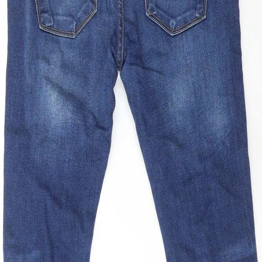 River Island Mens Blue Cotton Straight Jeans Size 30 in L28 in Regular Button