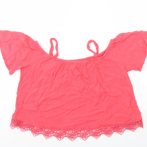 Buffalo by David Bitton Girls Pink Vinyl Basic Tank Size 12-13 Years Square Neck Pullover