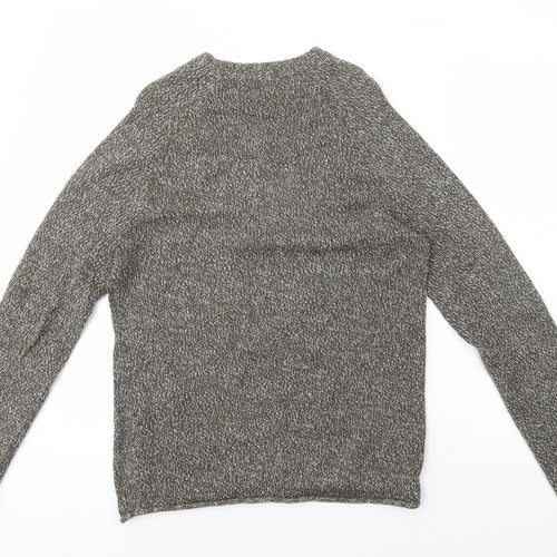 New Look Mens Grey Round Neck Cotton Pullover Jumper Size S