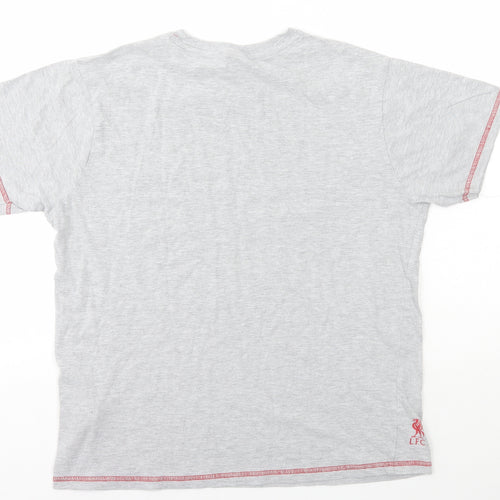 Liverpool FC Mens Grey Cotton T-Shirt Size M Round Neck - Stars