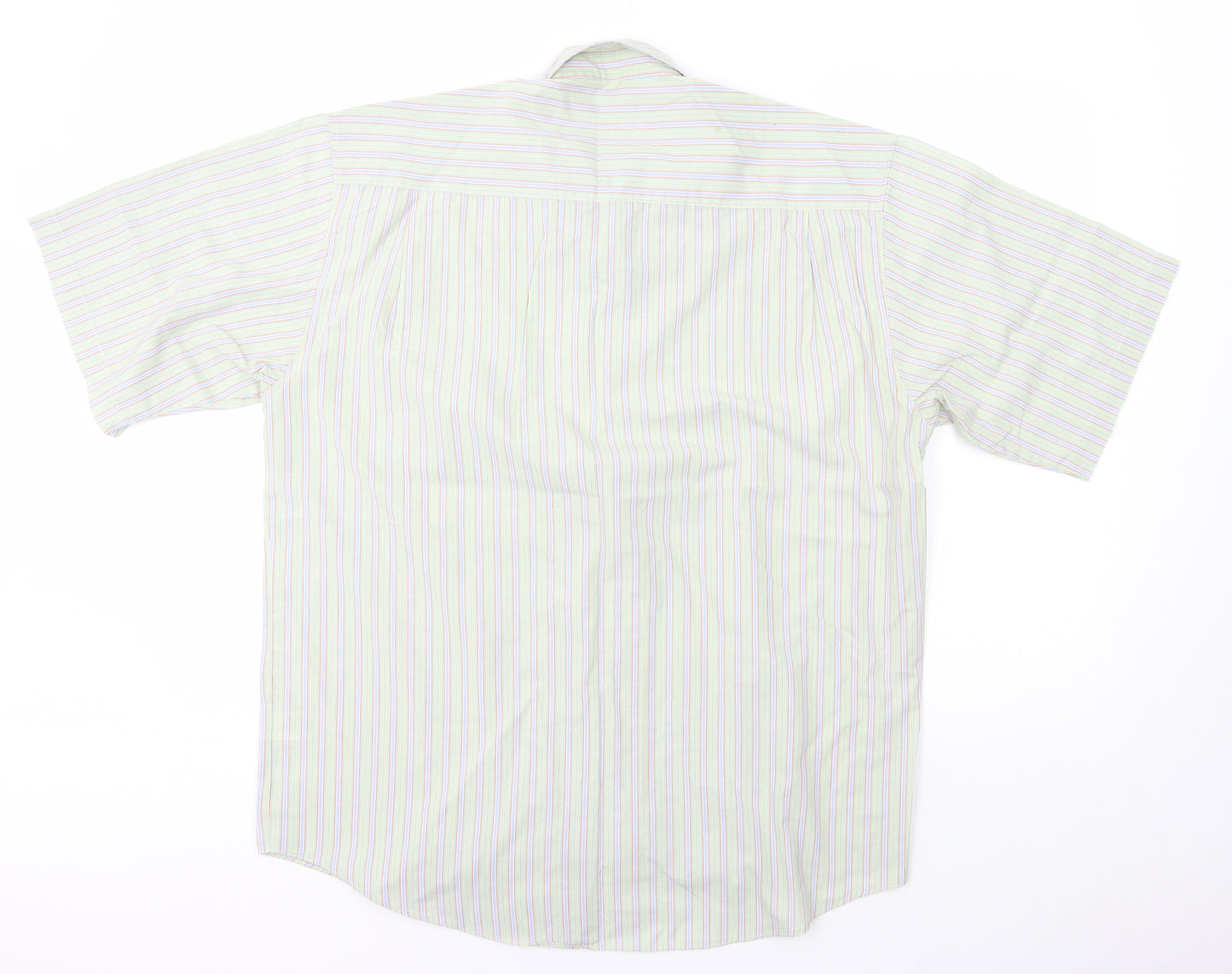 Debenhams Mens Green Striped Cotton Button-Up Size M Collared Button