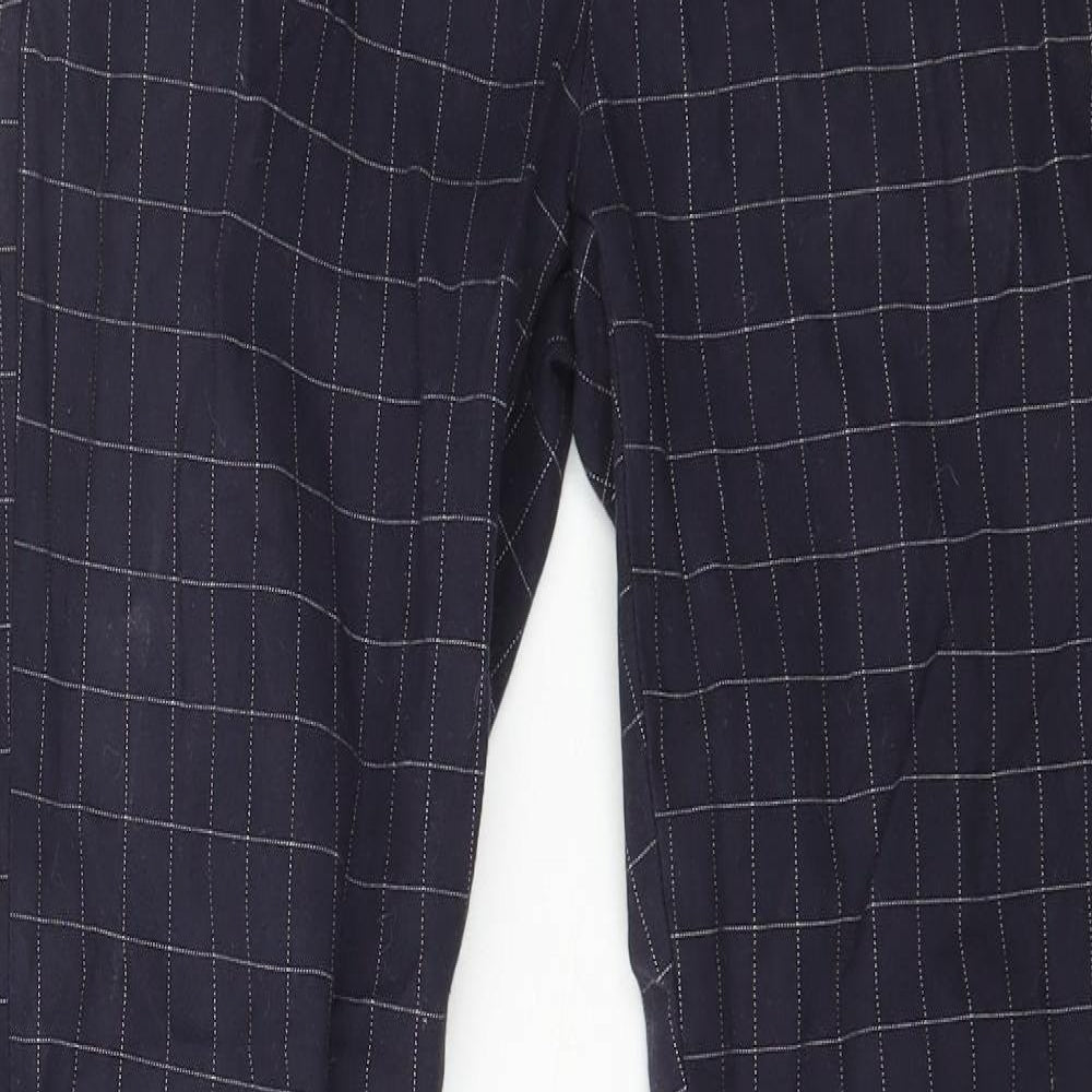 Denim & Co. Mens Blue Check Cotton Trousers Size 32 in L28 in Regular Zip