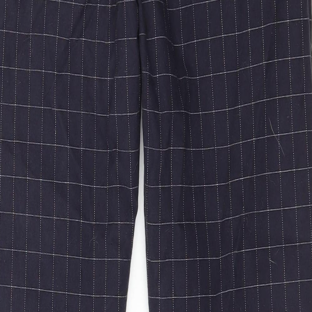 Denim & Co. Mens Blue Check Cotton Trousers Size 32 in L28 in Regular Zip
