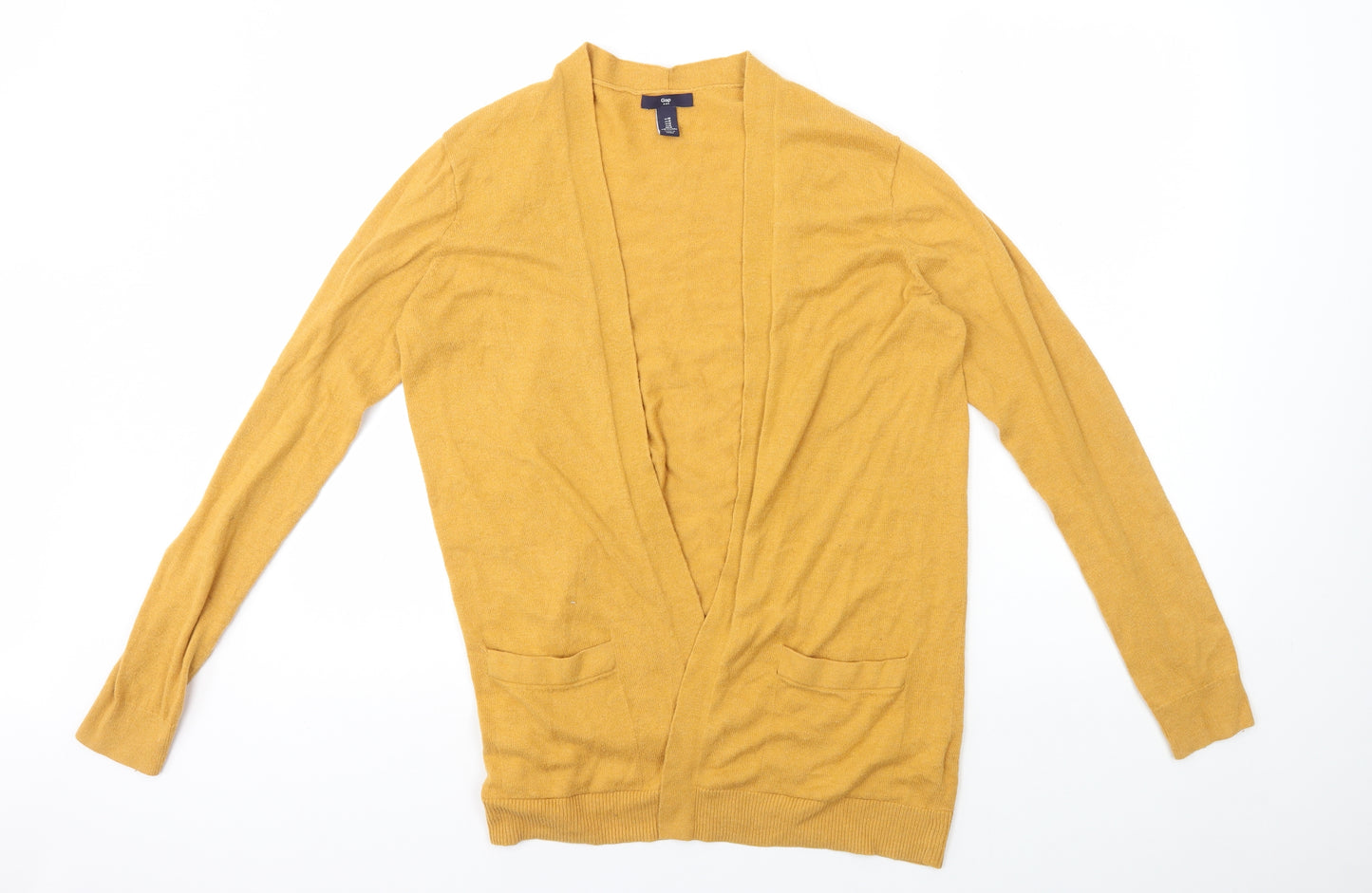 Gap Womens Yellow Round Neck Cotton Cardigan Jumper Size M