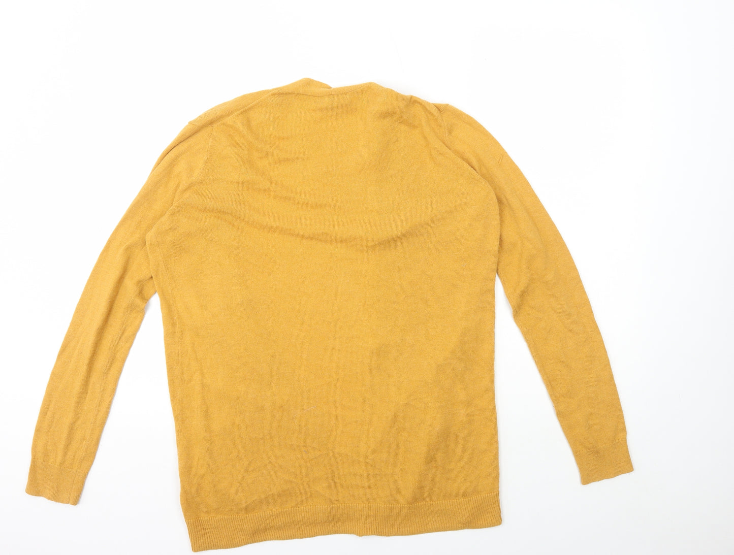 Gap Womens Yellow Round Neck Cotton Cardigan Jumper Size M