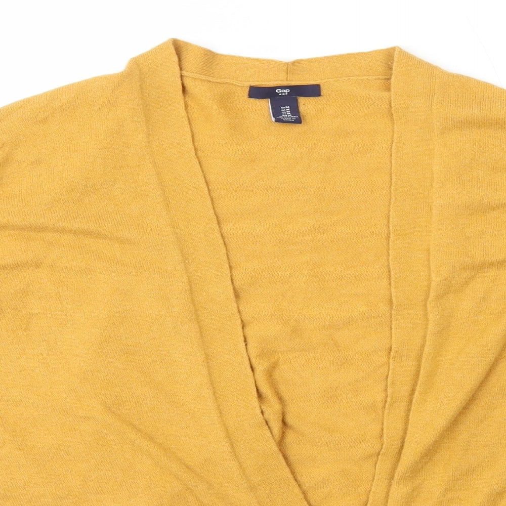 Gap Womens Yellow Round Neck Cotton Cardigan Jumper Size M