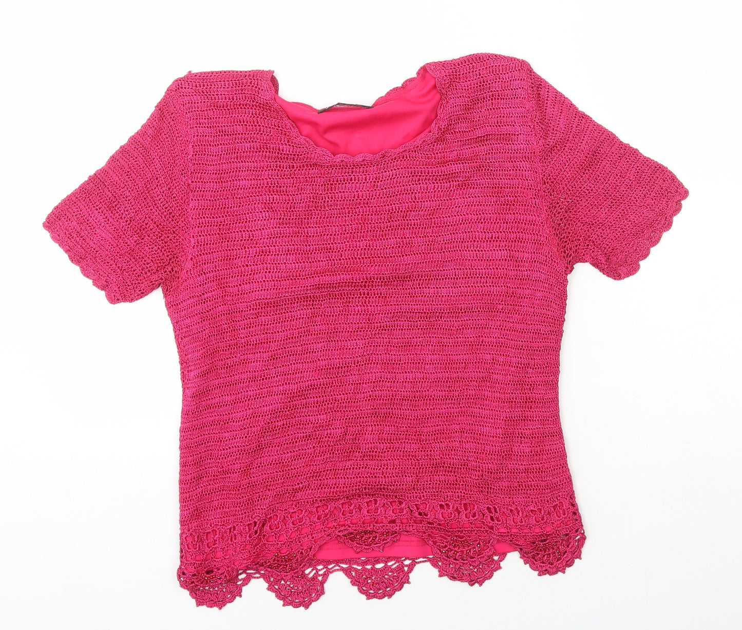 jaques vert Womens Pink Nylon Basic T-Shirt Size M Round Neck