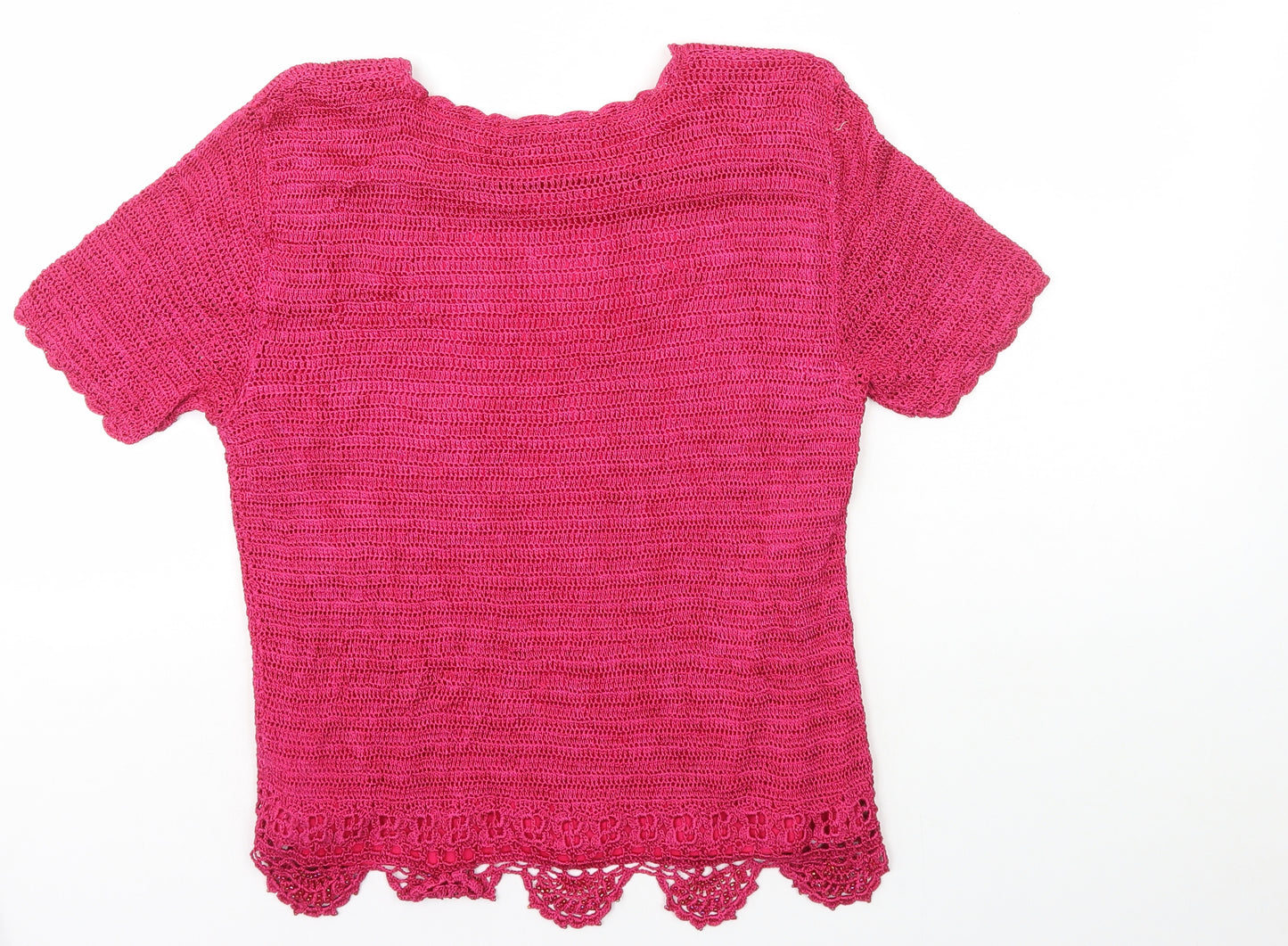 jaques vert Womens Pink Nylon Basic T-Shirt Size M Round Neck