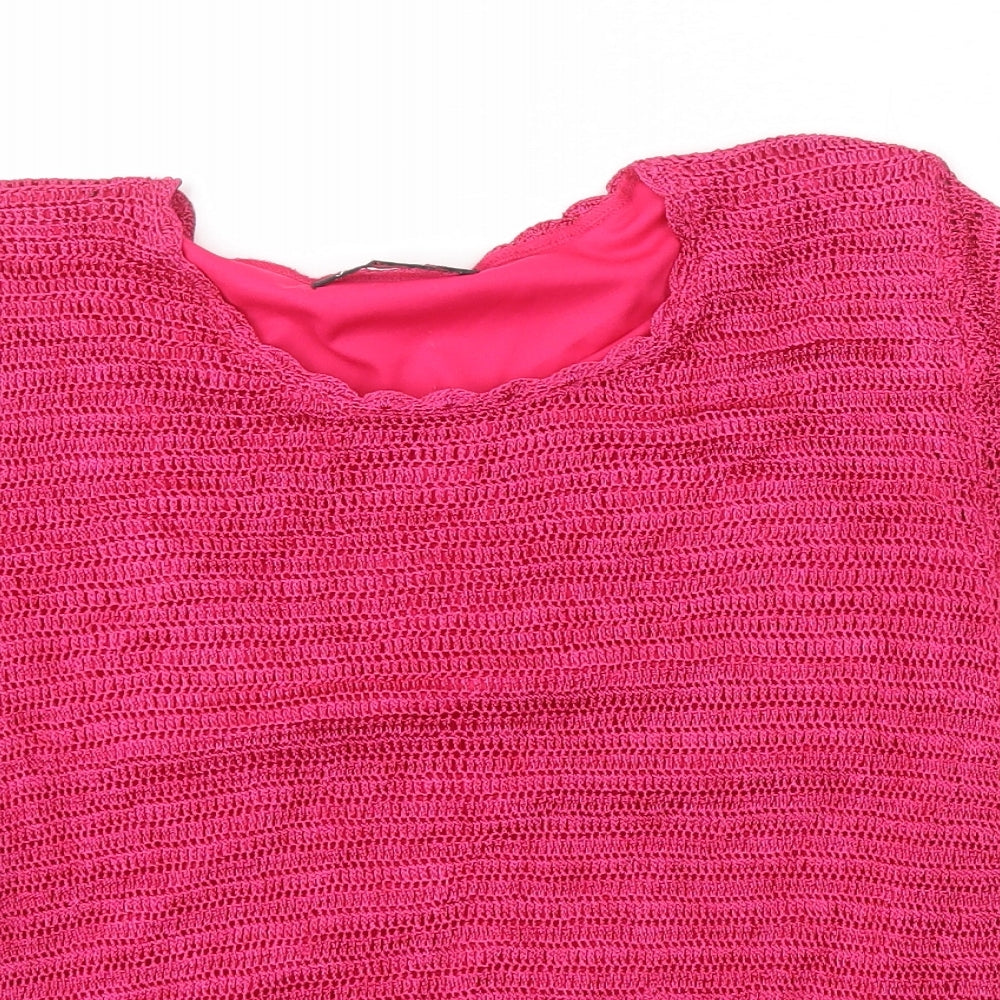 jaques vert Womens Pink Nylon Basic T-Shirt Size M Round Neck