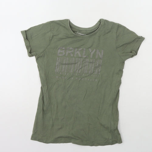 Primark Boys Green Cotton Basic T-Shirt Size 8-9 Years Round Neck Pullover - Brooklyn