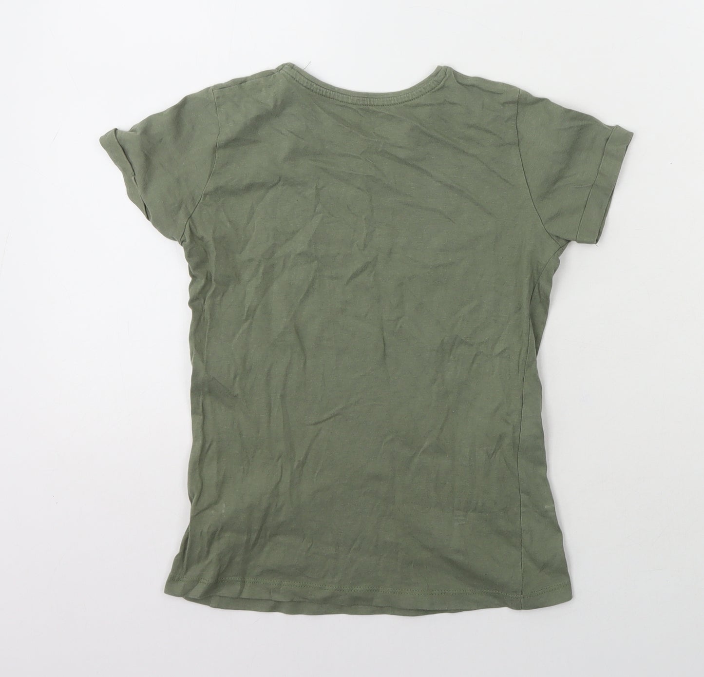 Primark Boys Green Cotton Basic T-Shirt Size 8-9 Years Round Neck Pullover - Brooklyn