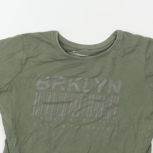 Primark Boys Green Cotton Basic T-Shirt Size 8-9 Years Round Neck Pullover - Brooklyn