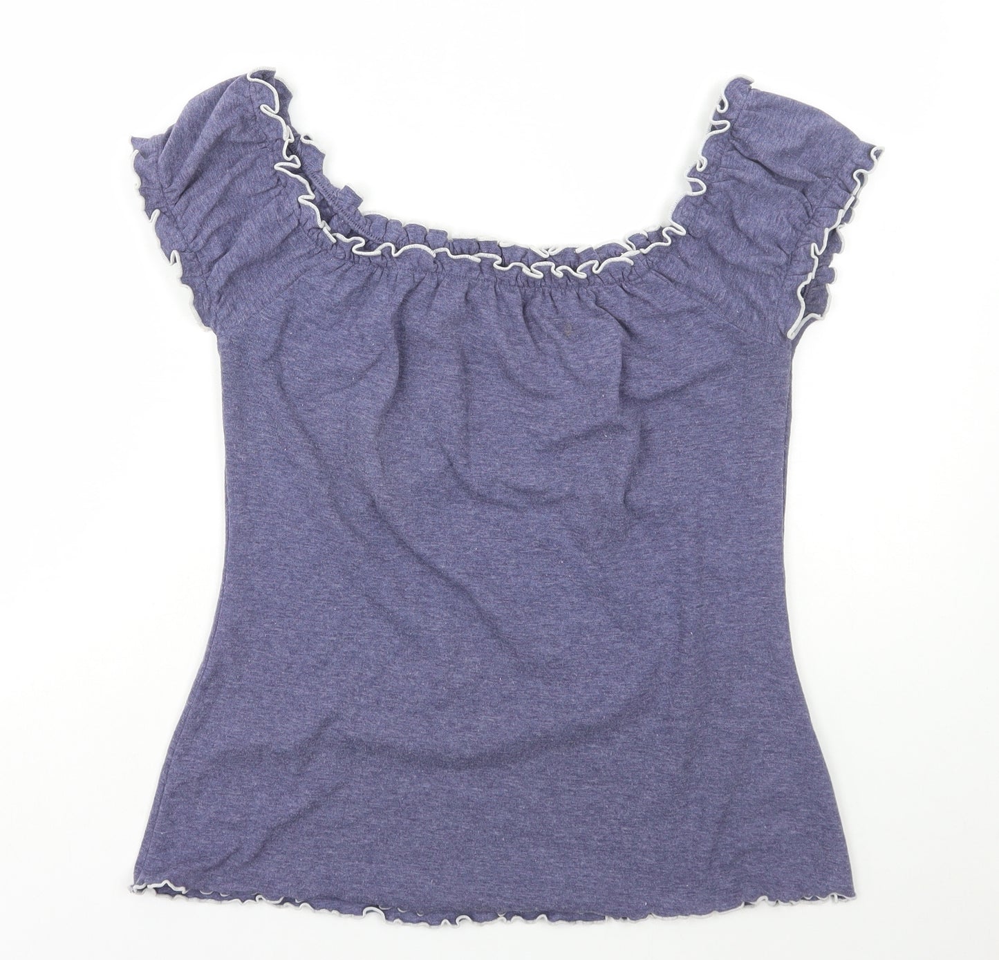 Joe Browns Womens Blue Polyester Basic T-Shirt Size 12 Off the Shoulder
