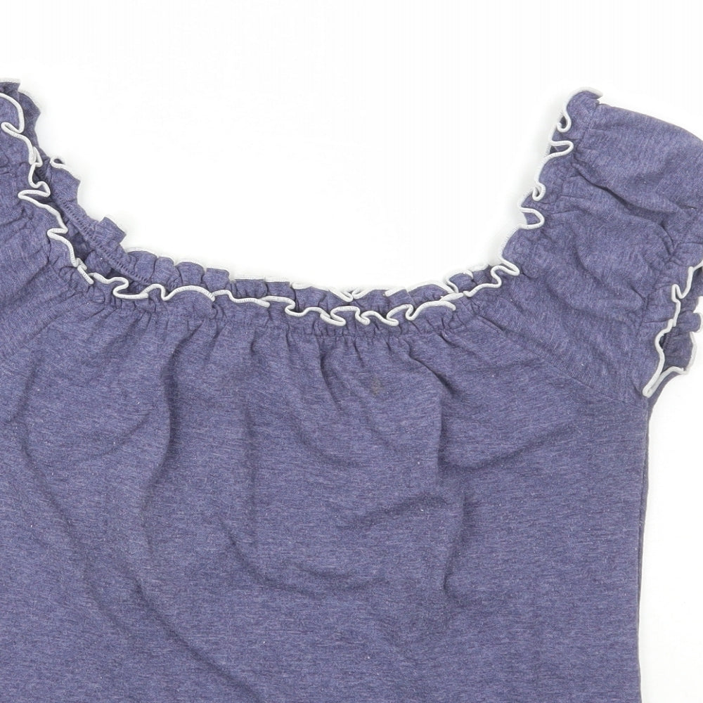 Joe Browns Womens Blue Polyester Basic T-Shirt Size 12 Off the Shoulder