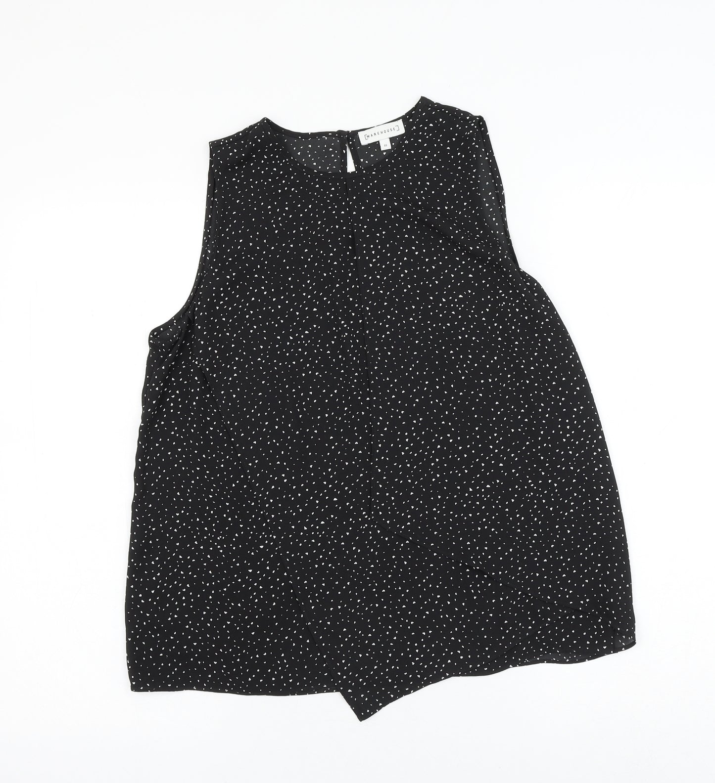 Warehouse Womens Black Geometric Polyester Basic Blouse Size 20 Round Neck