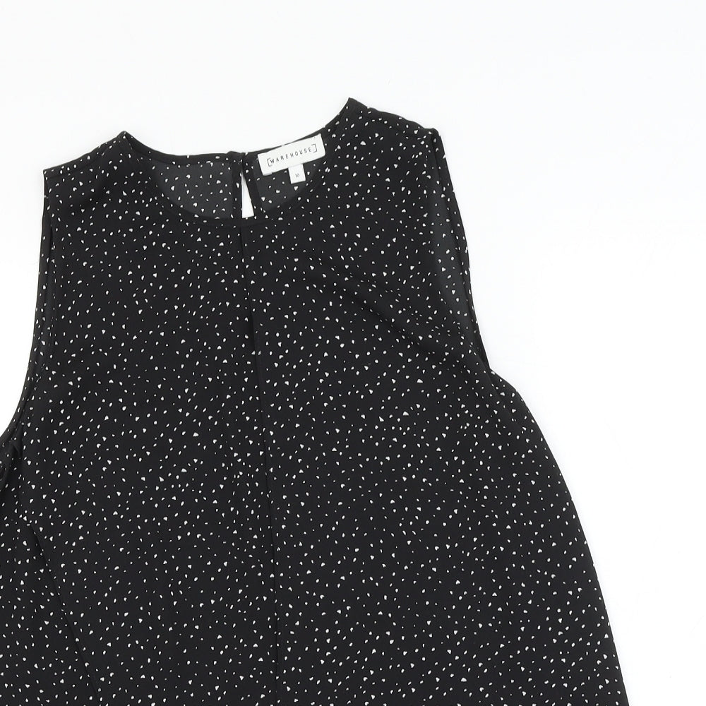Warehouse Womens Black Geometric Polyester Basic Blouse Size 20 Round Neck