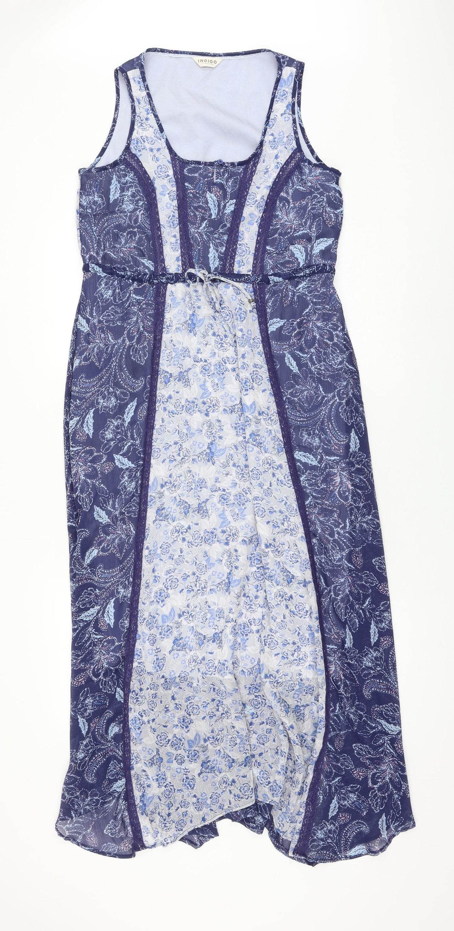 Marks and Spencer Womens Blue Floral Polyester Fit & Flare Size 10 Round Neck Pullover