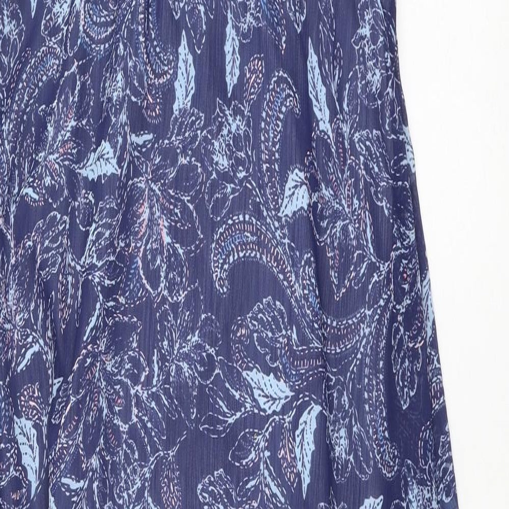 Marks and Spencer Womens Blue Floral Polyester Fit & Flare Size 10 Round Neck Pullover