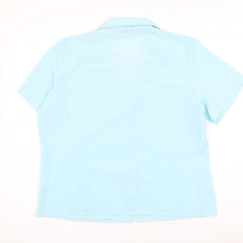 Style Collection Womens Blue Polyester Basic Button-Up Size 14 Collared