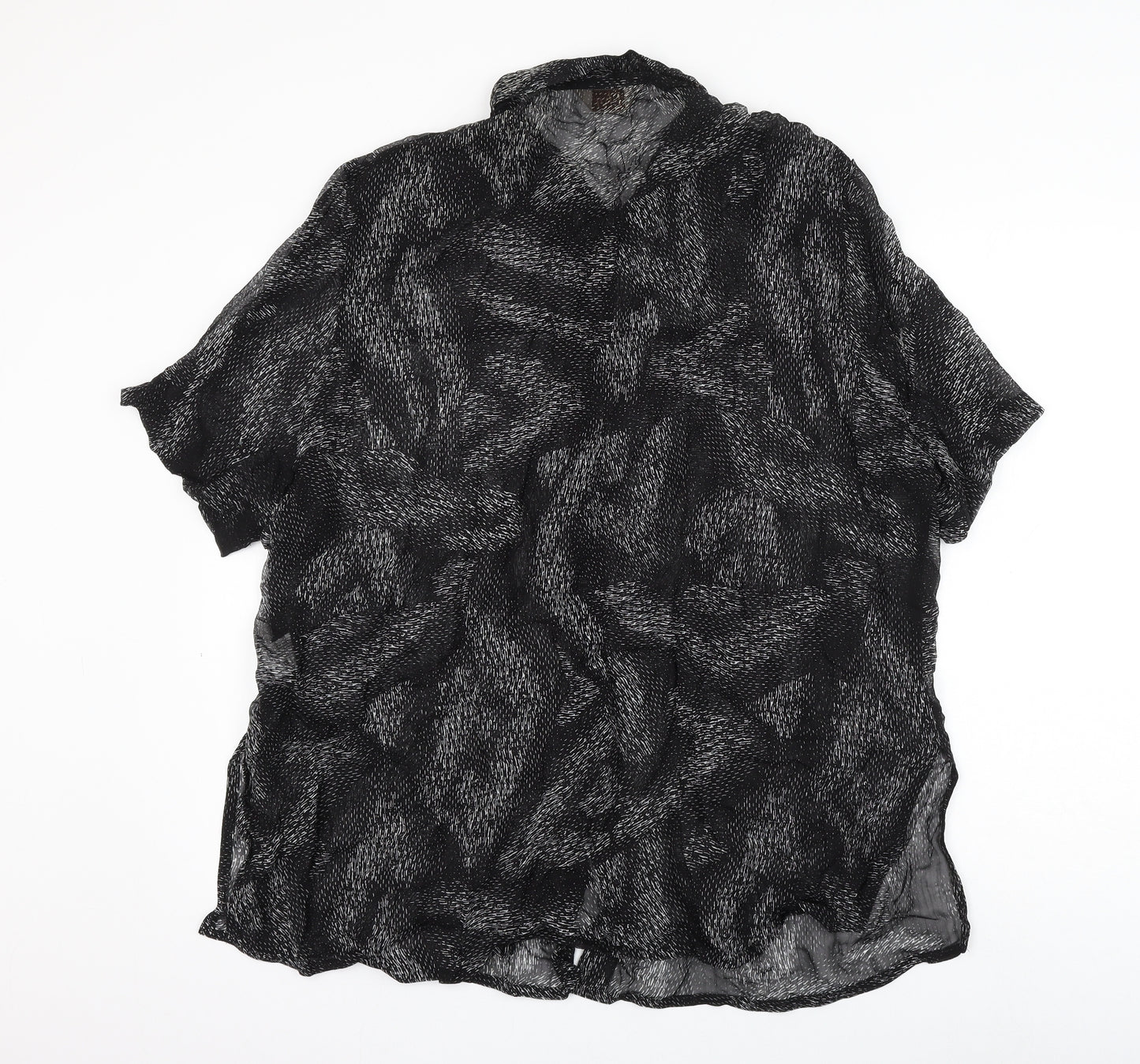 ELVI Womens Black Geometric Viscose Basic Blouse Size 22 Collared
