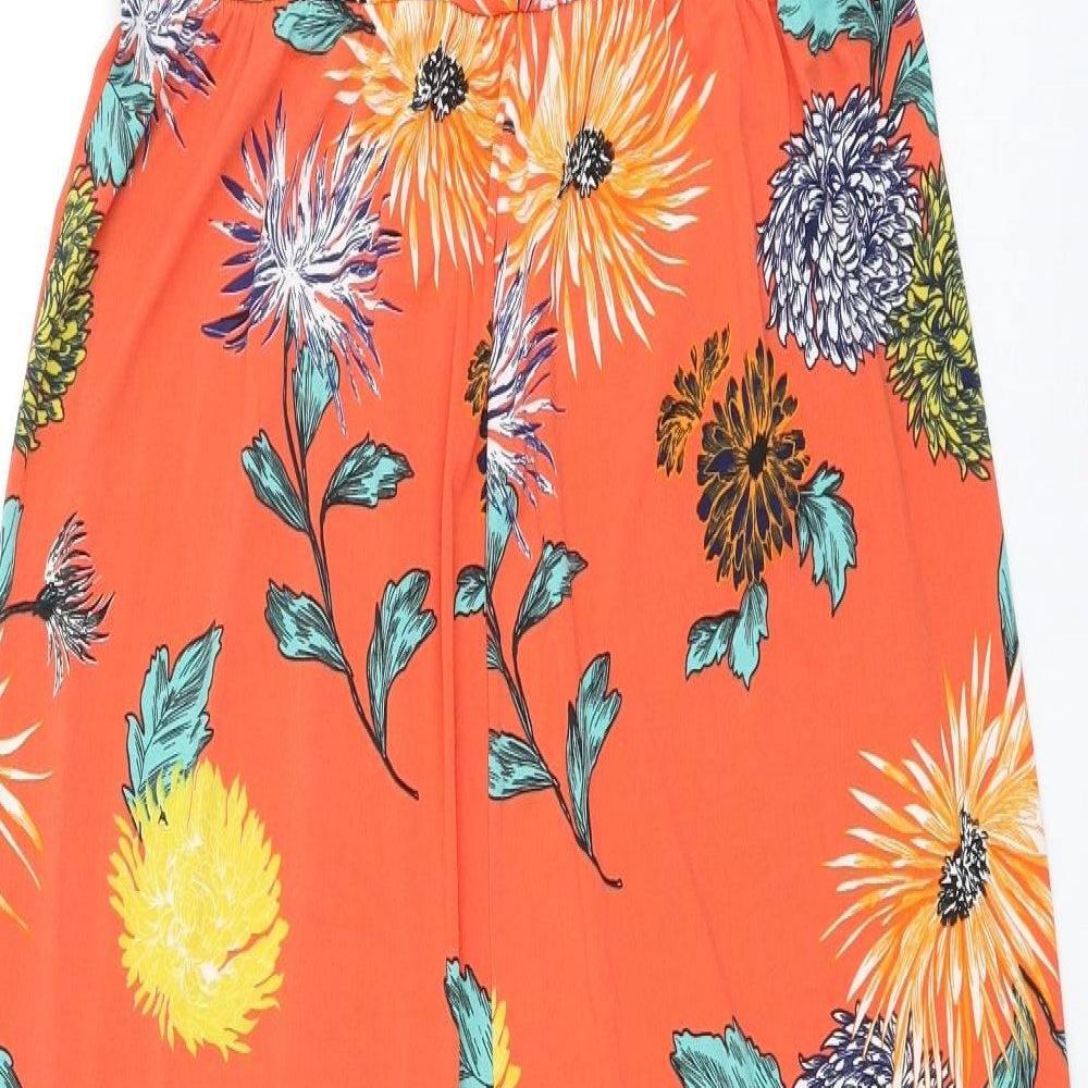 Very Womens Orange Floral Polyester Maxi Size 14 Round Neck Pullover