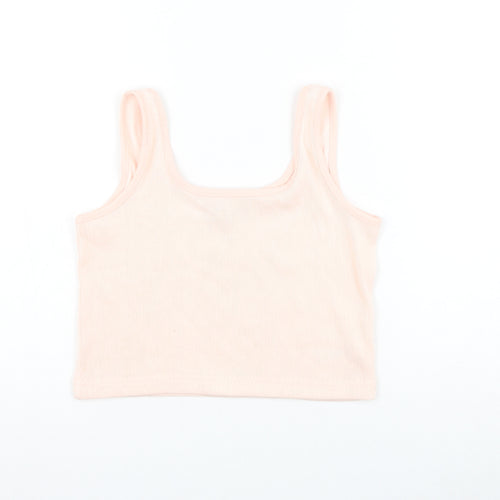 George Girls Pink Polyester Cropped Tank Size 12-13 Years Round Neck Pullover