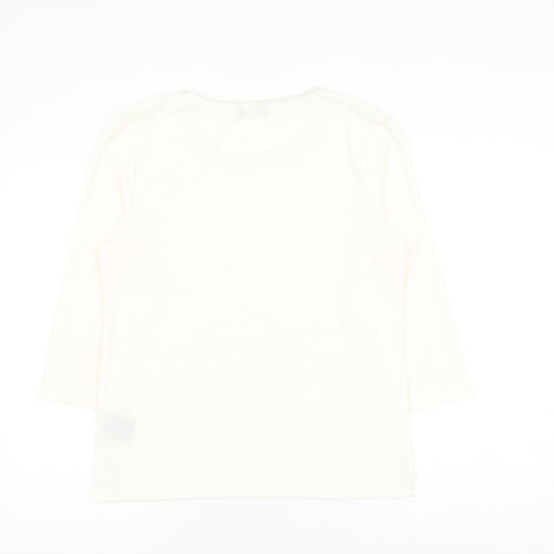 Klass Womens White Geometric Polyester Basic Blouse Size M Round Neck