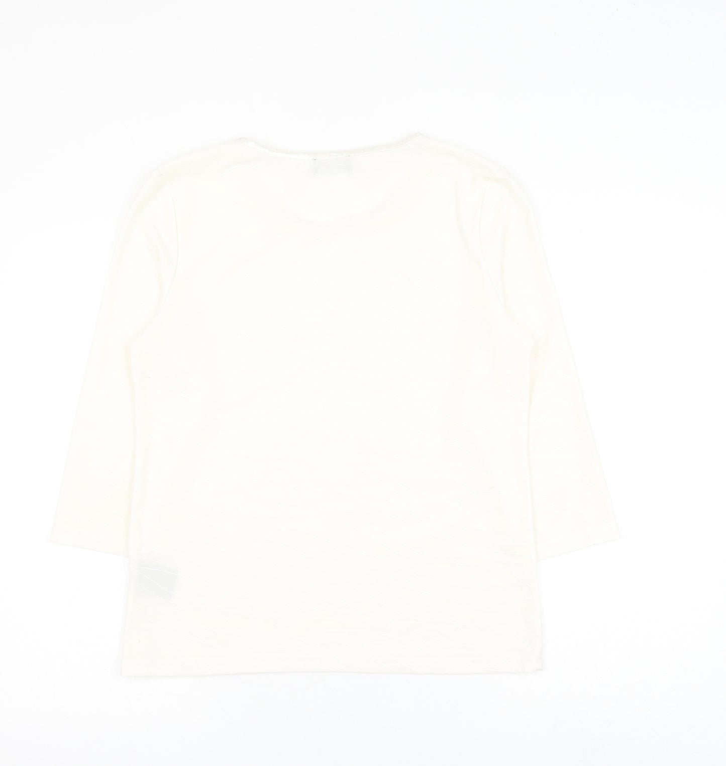 Klass Womens White Geometric Polyester Basic Blouse Size M Round Neck