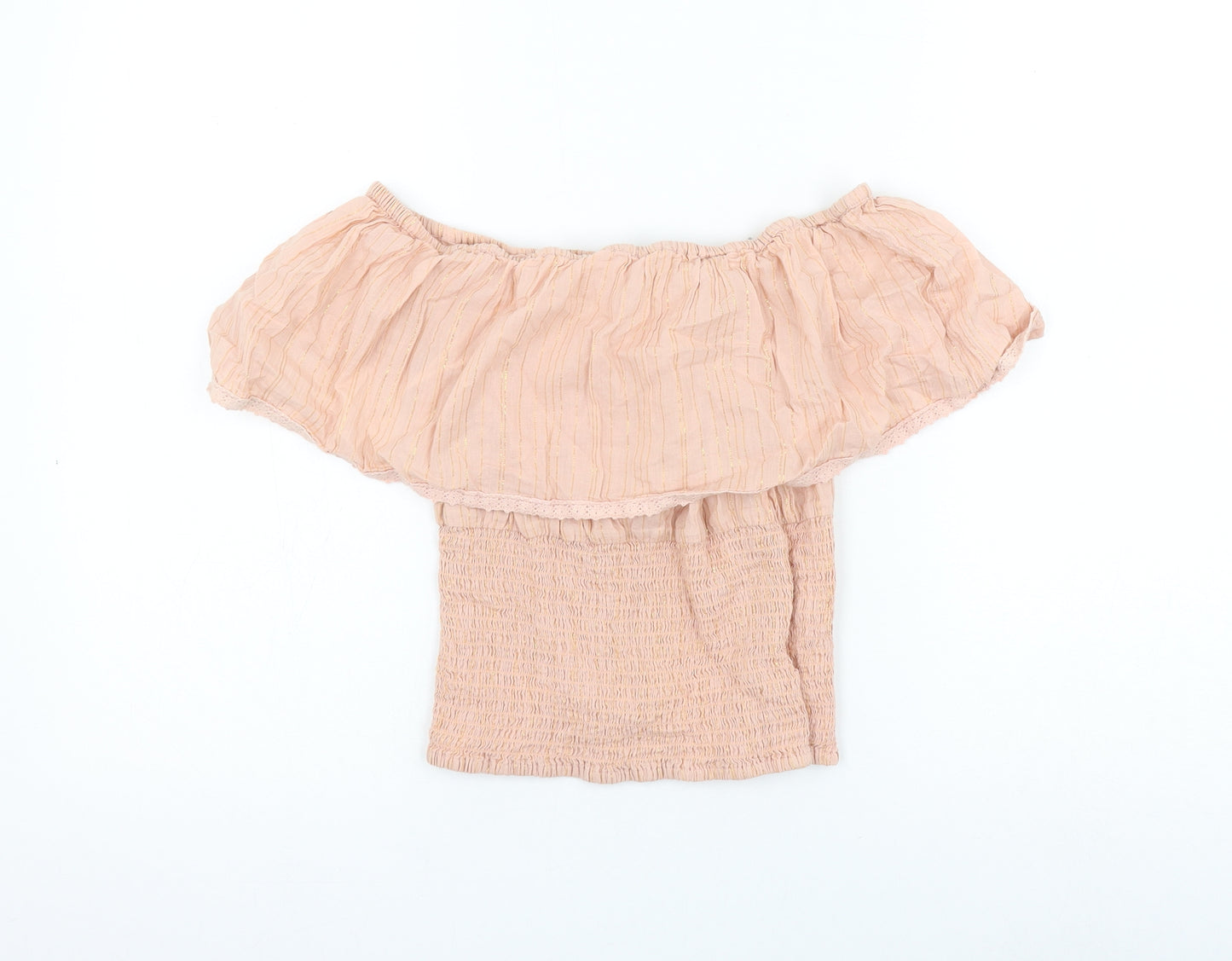 Very Womens Pink Cotton Basic Blouse Size 8 Off the Shoulder
