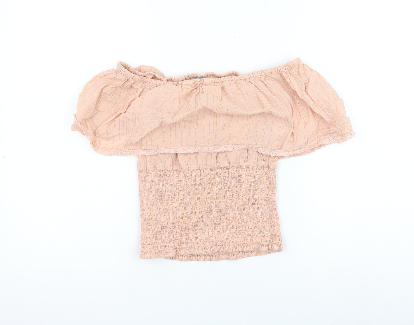 Very Womens Pink Cotton Basic Blouse Size 8 Off the Shoulder