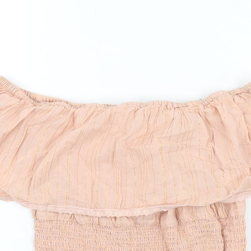 Very Womens Pink Cotton Basic Blouse Size 8 Off the Shoulder