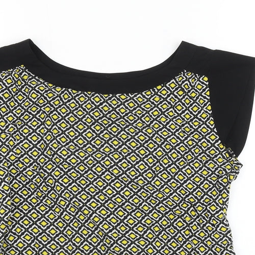 Dorothy Perkins Womens Multicoloured Geometric Viscose Basic Blouse Size 8 Round Neck