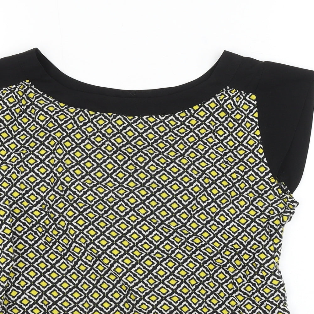 Dorothy Perkins Womens Multicoloured Geometric Viscose Basic Blouse Size 8 Round Neck