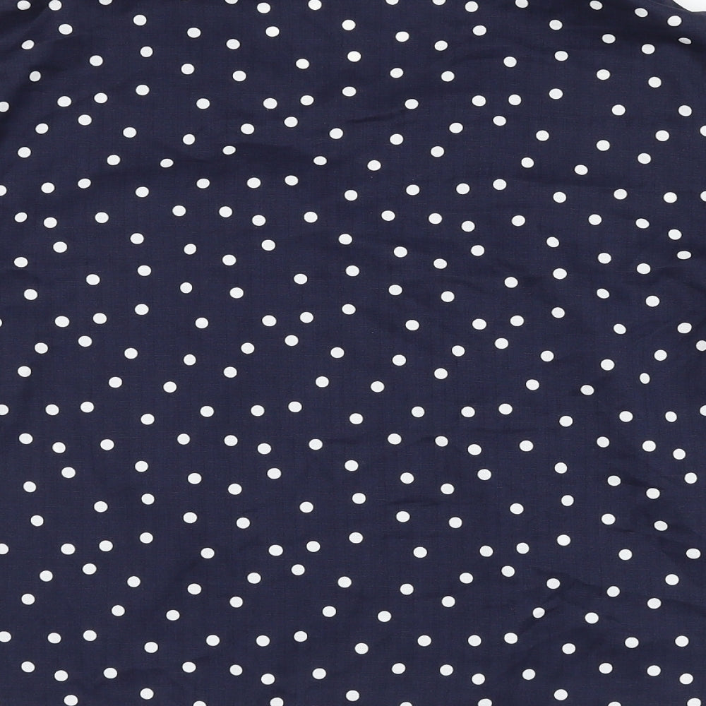 George Womens Blue Polka Dot Polyester Basic Button-Up Size 12 V-Neck