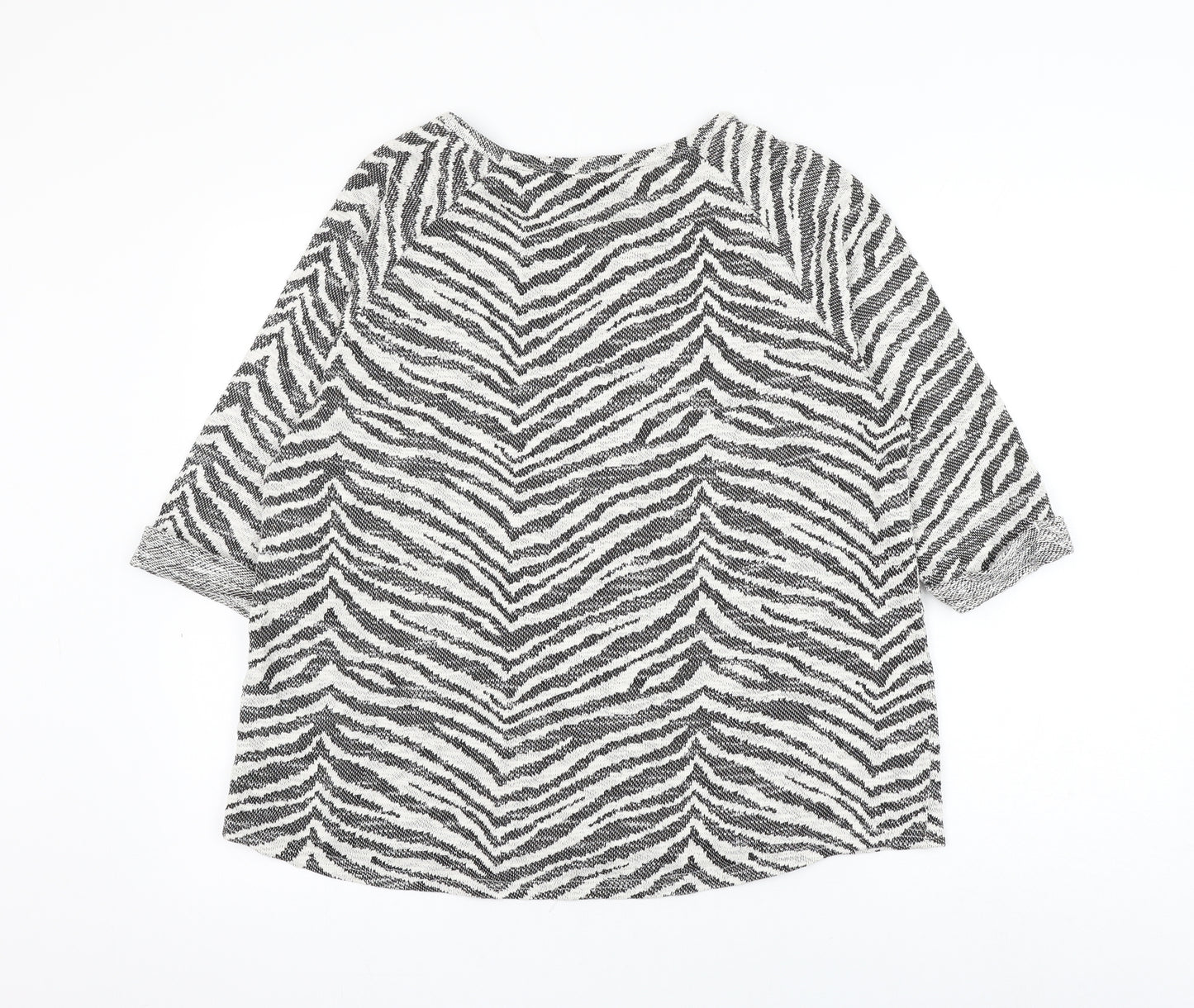 Papaya Womens White Animal Print Cotton Pullover Sweatshirt Size 16 Pullover - Zebra Print