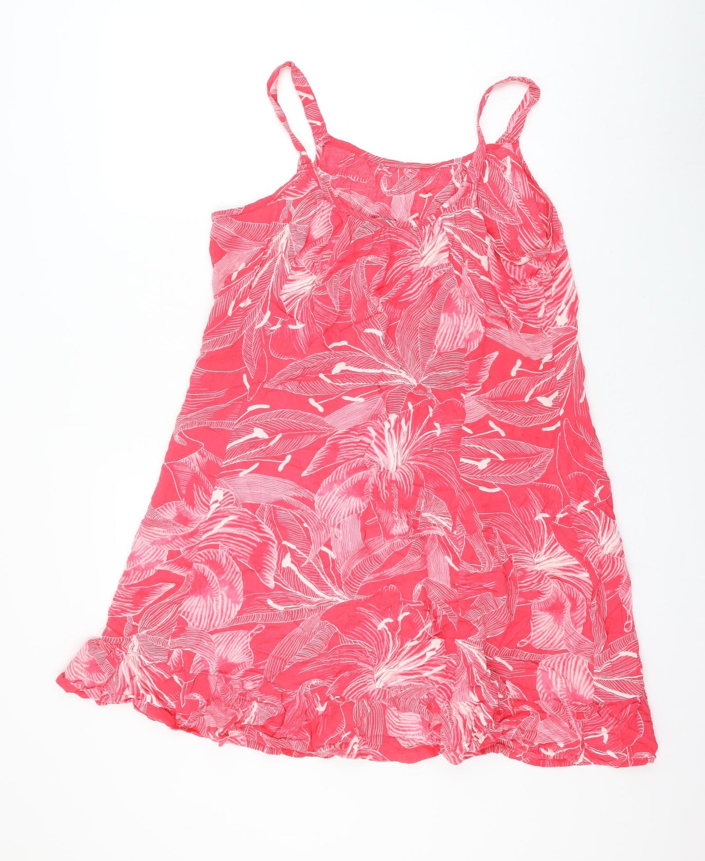 Bonmarché Womens Pink Floral Viscose Shift Size 14 Round Neck Pullover