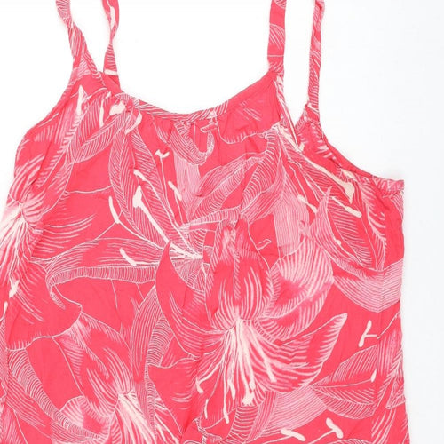 Bonmarché Womens Pink Floral Viscose Shift Size 14 Round Neck Pullover