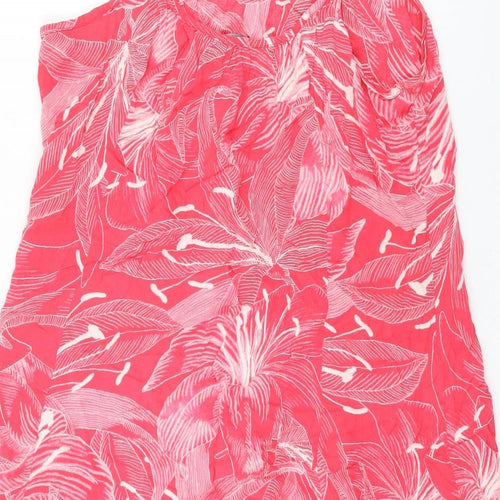Bonmarché Womens Pink Floral Viscose Shift Size 14 Round Neck Pullover